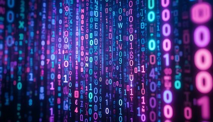 Obraz premium digital binary code and streaming data wallpaper design