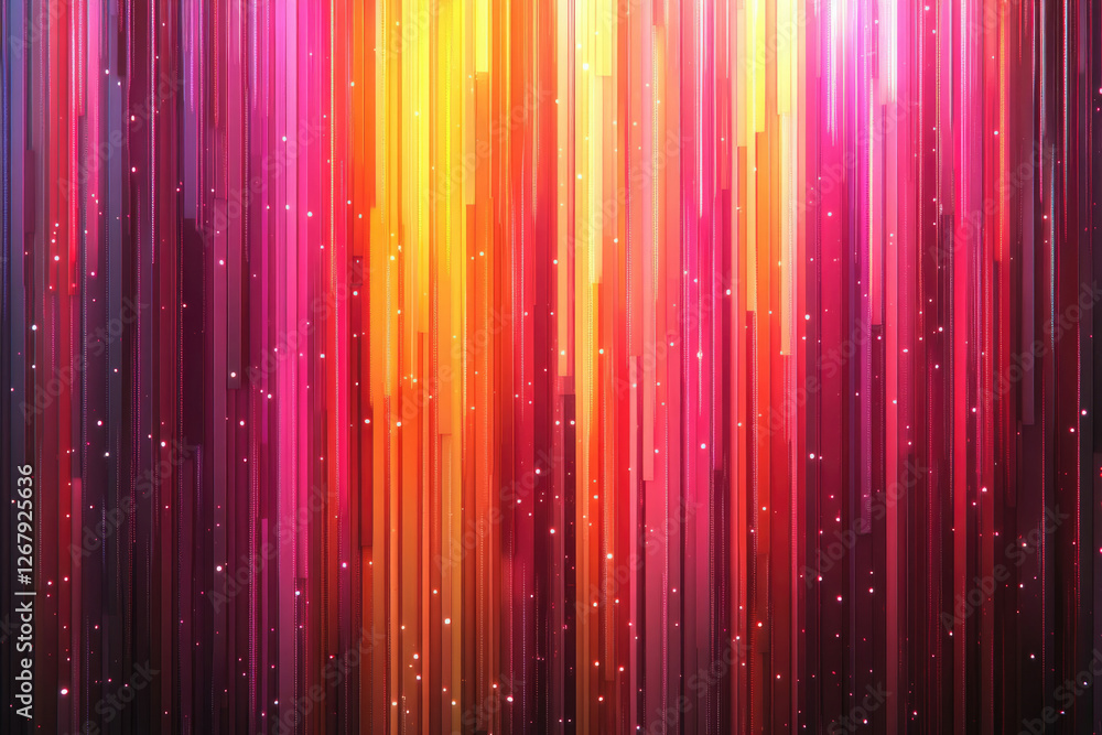 Aufkleber Abstract background with vertical colorful stripes and glowing particles.