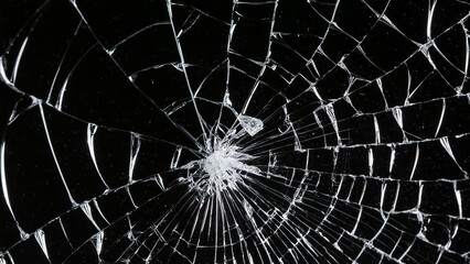 Broken glass with a black background, texture, overlay, broken glass, cracked glass