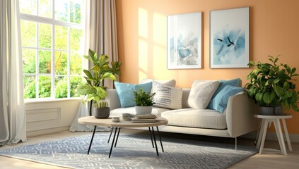 Sunny Living Room Interior Design: Modern Comfort and Natural Light