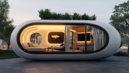Futuristic Oval Capsule Home: Modern Design and Smart Living