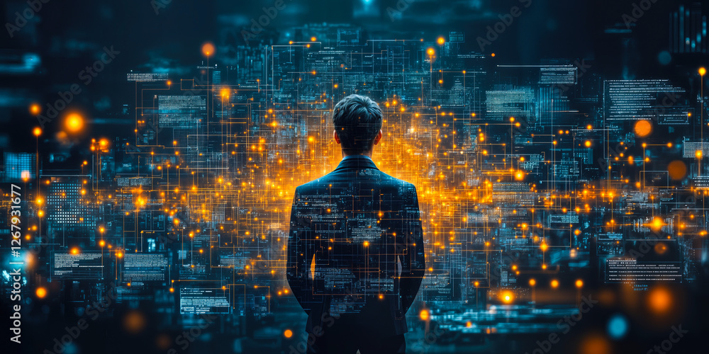 Poster ai-driven enterprise software revolutionizing workplace productivity with innovative digital technol