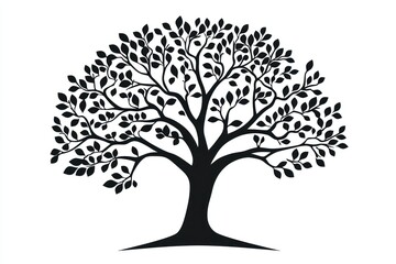 Fototapeta premium Elegant Silhouette of a Large Tree with Intricate Branches and Lush Leaves Design