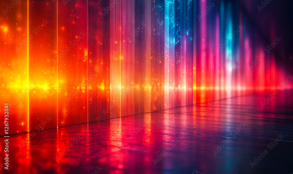 Poster spectacular ultrabroadband light spectrum with vibrant colors and abstract diffraction pattern for o