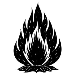 Fire black silhouette vector, Simple silhouette Design vector icon with white background., vector illustration of fire flames