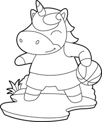 Obraz premium Unicorn Basketball player Basketball Animal Vector Graphic Art Illustration