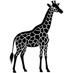 Naklejka premium giraffe black silhouette vector, Simple silhouette Design vector icon with white background. Wild animal vector 