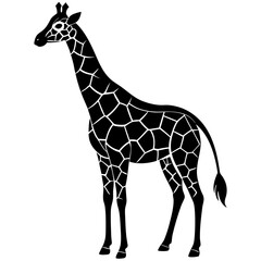 Naklejka premium giraffe black silhouette vector, Simple silhouette Design vector icon with white background. Wild animal vector 
