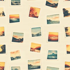 Fototapeta premium Vintage Vacation Slides: A nostalgic collection of scenic travel memories and landscapes.