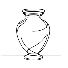 Minimalist Line Drawing of Vase – Simple and Elegant Contour of a Classic Vase Shape, Symbolizing Form, Beauty, and Harmony in Functional Art

