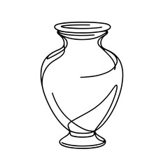 Minimalist Line Drawing of Classic Vase – Simple Contour Creating Silhouette of a Narrow Neck and Expanding Base, Representing Elegance, Functionality, and Simplicity in Design

