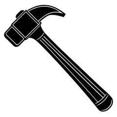 hammer black silhouette vector, Simple silhouette Design vector icon with white background.