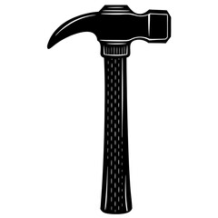 hammer black silhouette vector, Simple silhouette Design vector icon with white background.