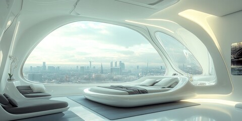 Futuristic Cityscape Bedroom: A Modern Architectural Masterpiece