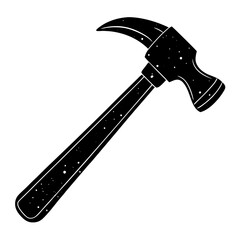 hammer black silhouette vector, Simple silhouette Design vector icon with white background.