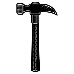 hammer black silhouette vector, Simple silhouette Design vector icon with white background.