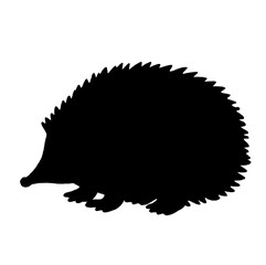 Black Silhouette of a Hedgehog – Rounded Body with Spiky Back, Sharp Quills, Small Face, and Tiny Legs, Symbolizing Cuteness, Nature’s Resilience, and the Innocence of Forest Wildlife


