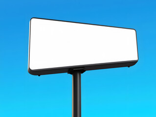Blank advertising billboard against a clear blue sky, ready for your message. Modern design and clean aesthetic for maximum impact and visibility.