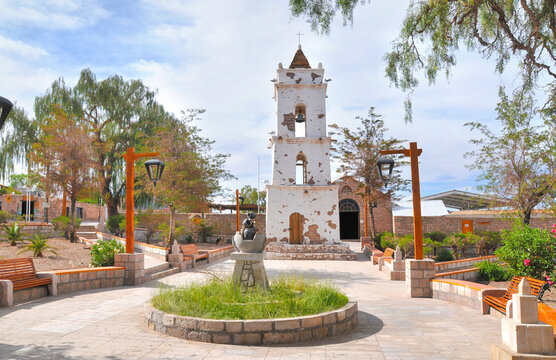 Colonial Old San Lucas church in Toconao town  located on Chilean Atacama Desert