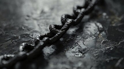 Rusty chain on dark surface, texture detail