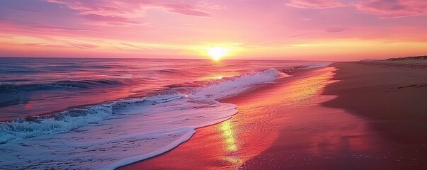 The golden light reflects on the water surface, blending seamlessly with the endless horizon.