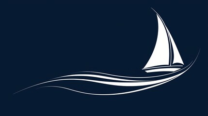 Sailing boat on ocean waves, calm sea background, nautical design, travel brochure