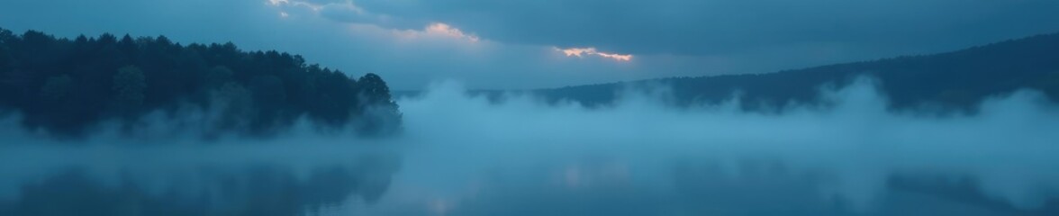 Obraz premium Foggy landscape with water droplet smoke clouds and dark background, foggy, texture
