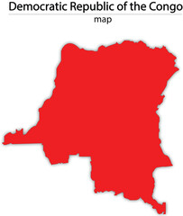 Naklejka premium Democratic Republic of the Congo map in red colour with trasparent background