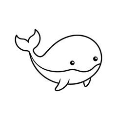 Cute Minimalist Whale Icon – Adorable Cartoon Whale Line Art Logo