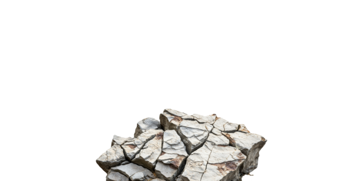 Broken rock formation isolated on transparent background