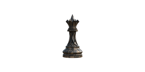Wooden chess queen piece isolated on transparent background