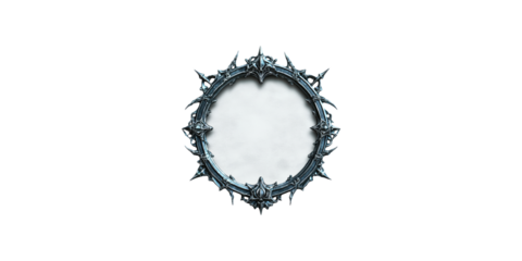 Gothic ornate metal frame with spikes isolated on transparent background