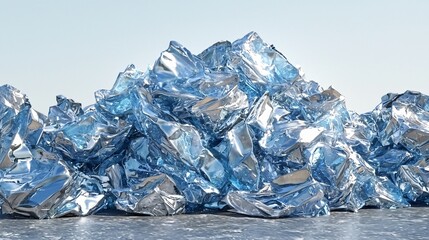 Obraz premium Shiny ice crystals against clear sky, winter landscape, abstract background, perfect for design