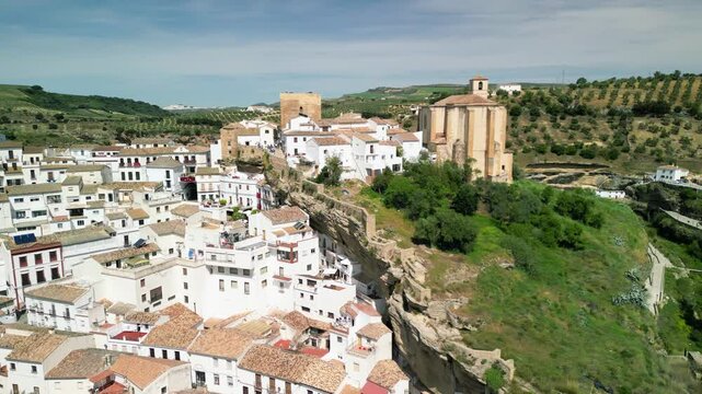 Aerial view of Setenil de las Bodegas, Andalusia. Southern Spain