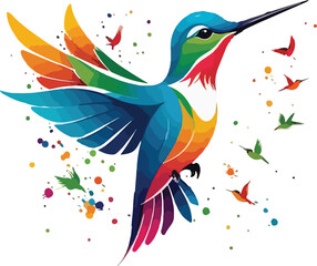 Fototapeta premium Hummingbird Illustration vector design, Hummingbird logo and icon Design, Colorful Hummingbird vector design