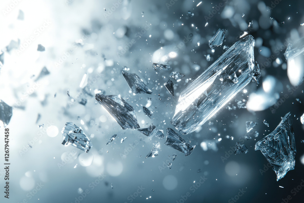 Aufkleber shattered ice crystals explode in a frozen, dynamic burst of fragmented beauty.