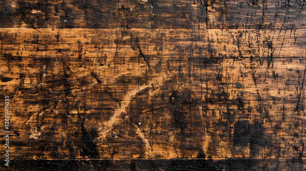 Aufkleber rustic wooden surface with unique grain patterns in warm tones. generative ai