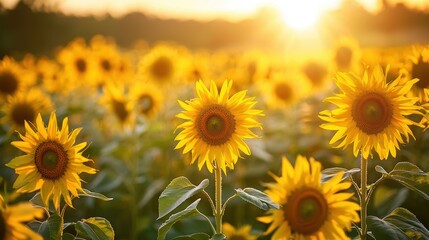Obraz premium National Geographic A bright field of golden sunflowers stretching into the horizon.
