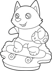 Cat Easter Skateboard Animal Vector Graphic Art Illustration