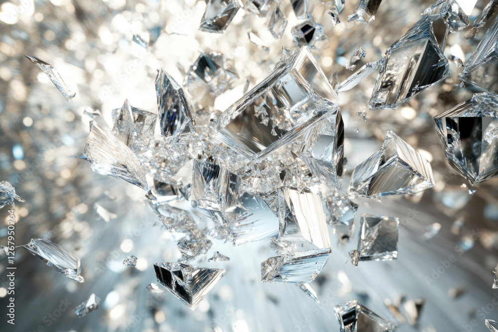 Poster Shattered crystalline structures explode in a dazzling display of fragmented brilliance.