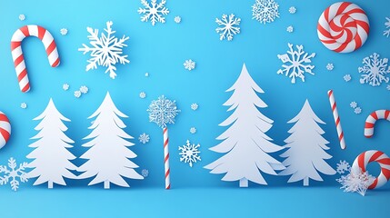 Obraz premium Snowy holiday scene candy cane decorations wallpapers