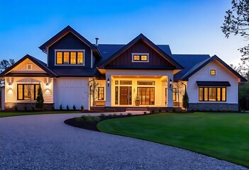 Cream and tan colored new home build