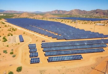 Sustainable Energy Solutions: Solar Panels in Urban Landscape at Sunrise