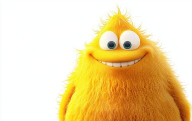 Fototapeta premium , good and happy furry bright monster isolated on white background