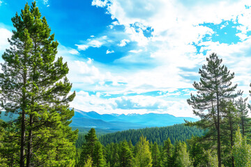 Scenic Mountain Forest with Misty Pines - Breathtaking Nature Landscape for Wallpapers, Travel Blogs & Eco-Tourism Promotion