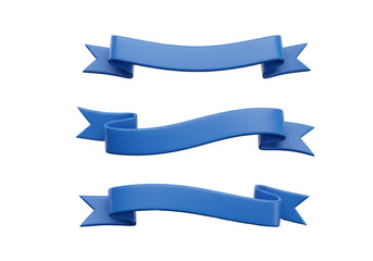 Fototapeta premium Set of Three Blue 3D Ribbon Banners for Design and Decoration