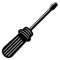screwdriver black silhouette vector, Simple silhouette Design vector icon with white background.