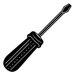 screwdriver black silhouette vector, Simple silhouette Design vector icon with white background.