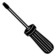 screwdriver black silhouette vector, Simple silhouette Design vector icon with white background.