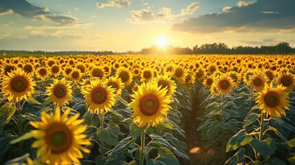 Obraz premium National Geographic A bright field of golden sunflowers stretching into the horizon.
